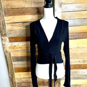 Spiritual Gangster Wrap Ballet Top in Black. Size L.